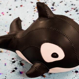 Leather Orca Whale - Stuffed Animal
