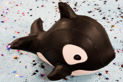 Leather Orca Whale - Stuffed Animal